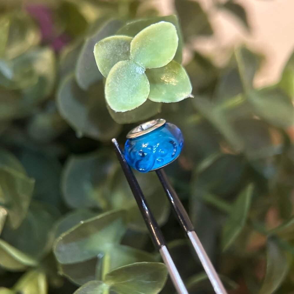 Silver 925 Swirl Dot Murano Glass Charm - Picture 3 of 6